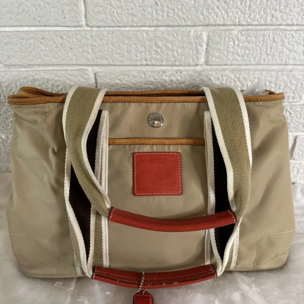 Vintage Coach Hampton nylon canvas leather bag